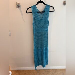 Chic Blue Crochet Knit Dress